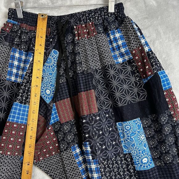 Onttno Adult  Harem Joggers Patchwork Pants L Cotton Linen Boho Festival Casual - Picture 5 of 13